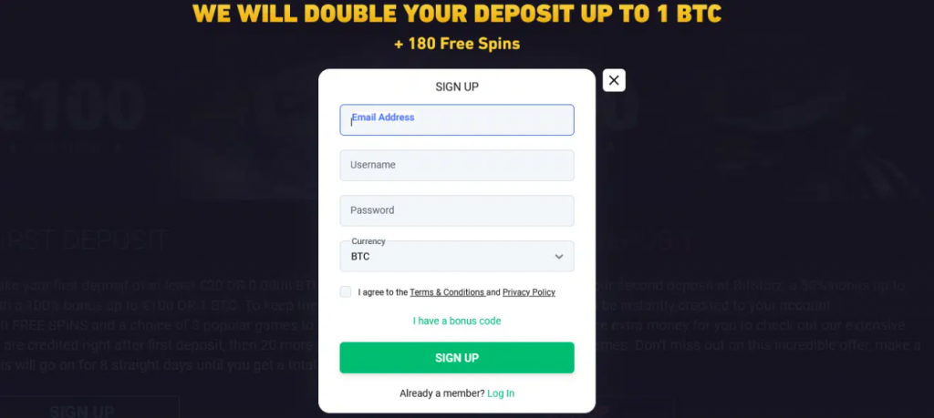 bitstarz create account